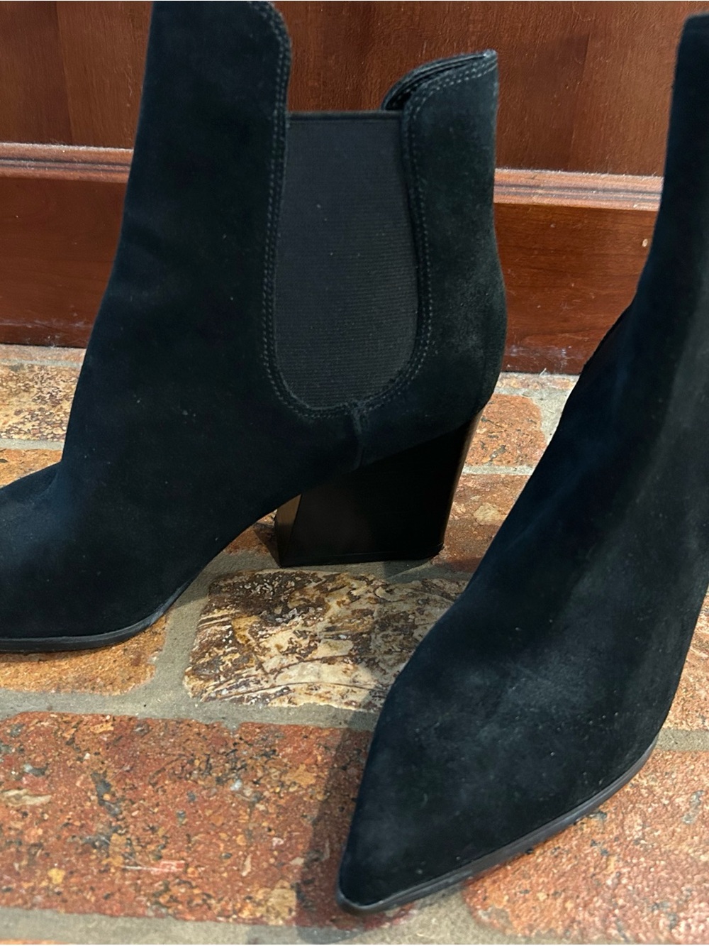 Kendall & Kylie Black Suede Pointed Chelsea Ankle Boots